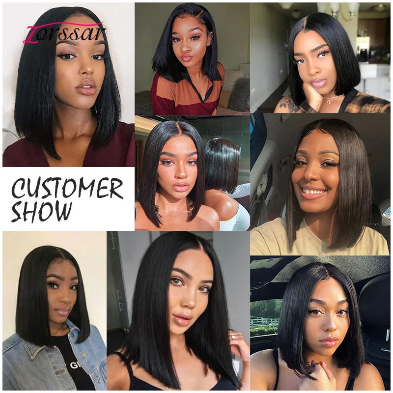 

Short Bob Wig 44 Lace Closure Human Hair Wigs For Black Women Human Hair Brazilian Straight Bob Wig 180 Density 8-16"Remy Hair