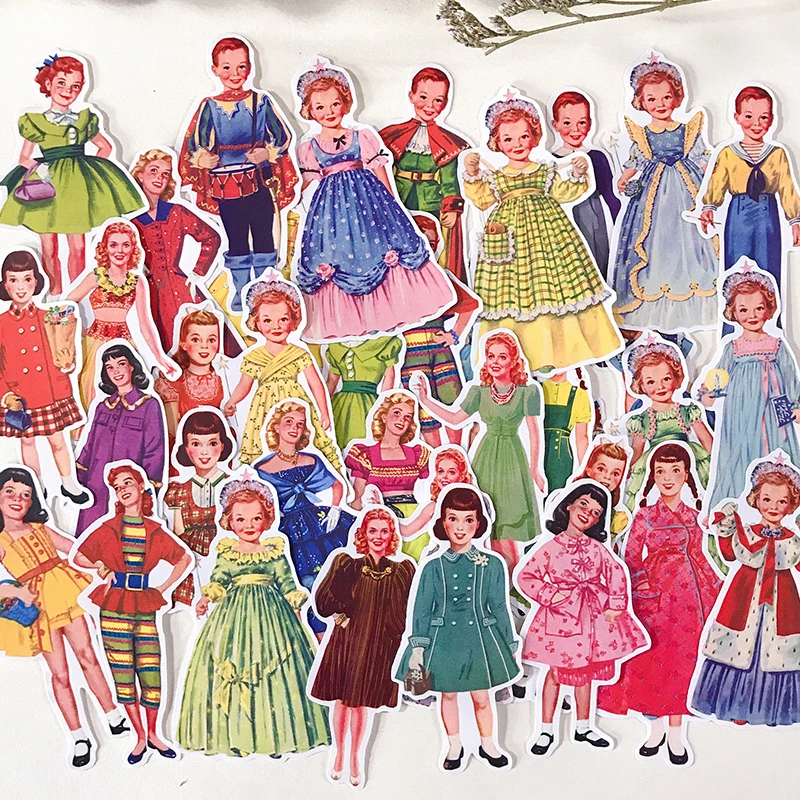 35 шт. в стиле ретро бумажные куклы милые наклейки с картинками принцесс для