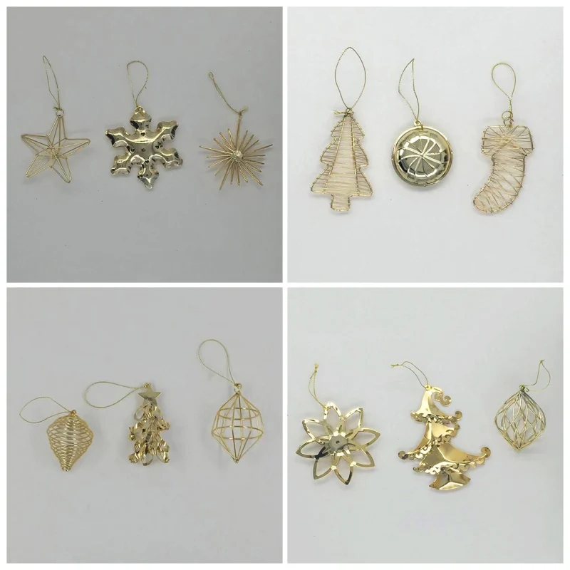 

Christmas Tree Metal Hanging Ornaments Metal Snowflake Five-Pointed Star Christmas Tree Topper Stocking Pendant Xmas Party Decor