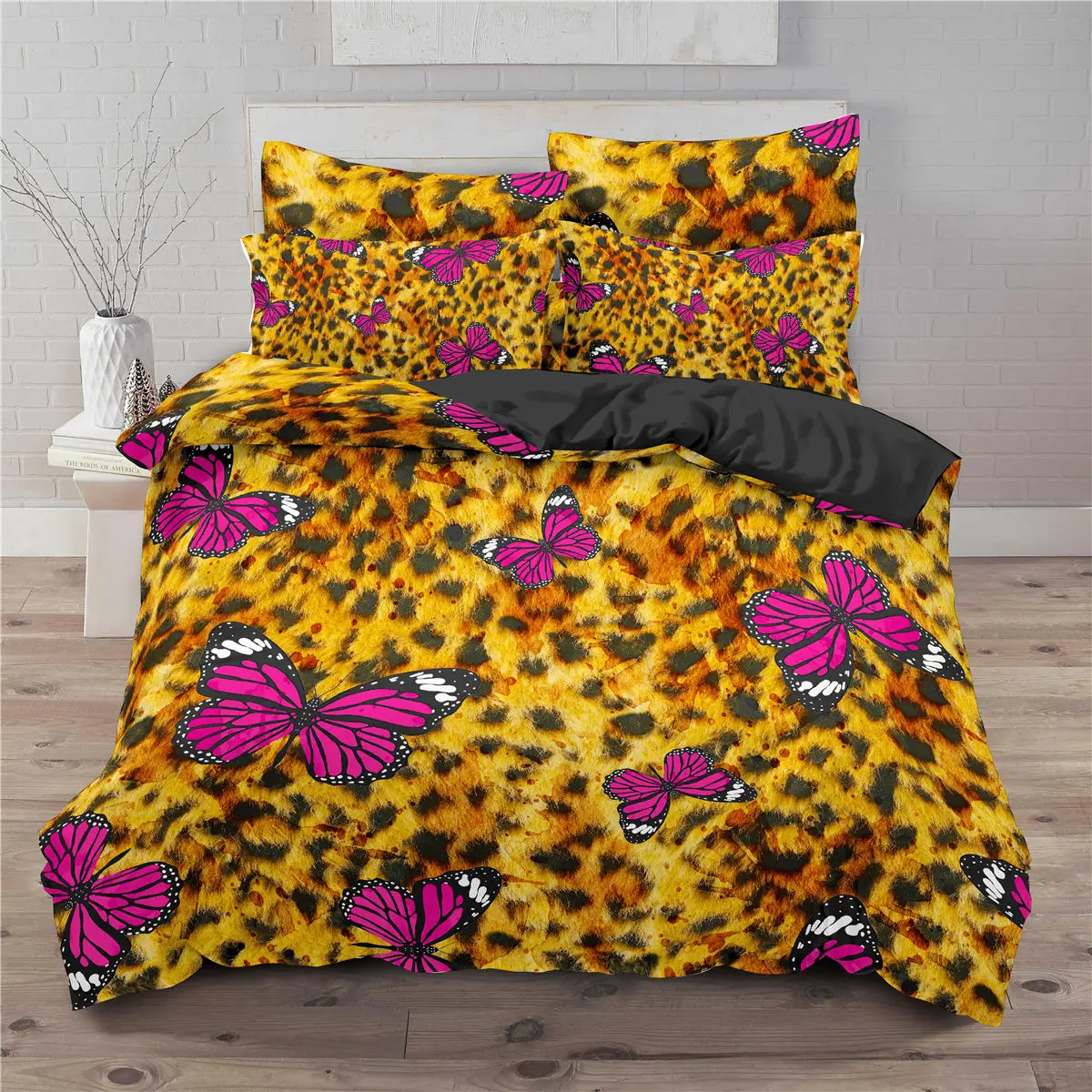 

Leopard Bedding Set With Pillowcase 3d Butterfly Print Bedroom Duvet Cover 2/3pc Queen King Size Quilt Cover 220*200/220*240