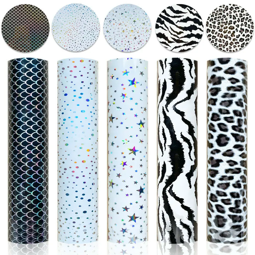 

19"x39" Animal Stars Print Heat Transfer Vinyl Iron on Tshirt HTV Vinyl for Clothes Fabric Mask Christmas Party Decor DIY Cricut