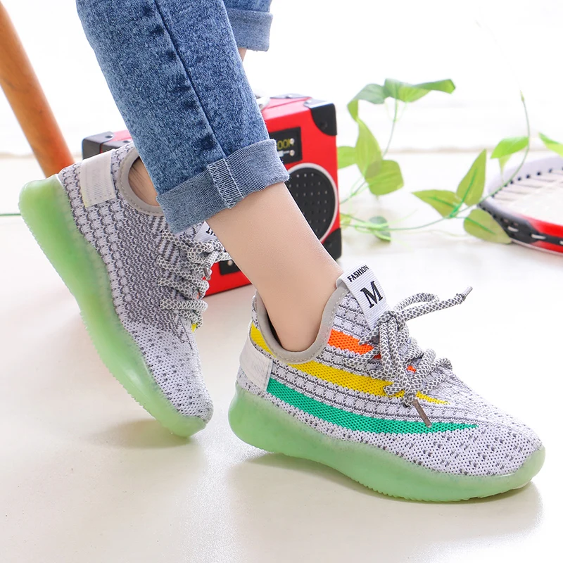 

New Casual Kids Sports Shoes Knitted Mesh Girls Boys Socks Sneakers Breathable Children Walking Footwear Lightweight Soft