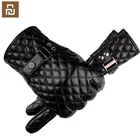 Зимние мужские кожаные перчатки Xiaomi, водонепроницаемые новые брендовые перчатки для сенсорного экрана, модные теплые черные перчатки, Женские варежки