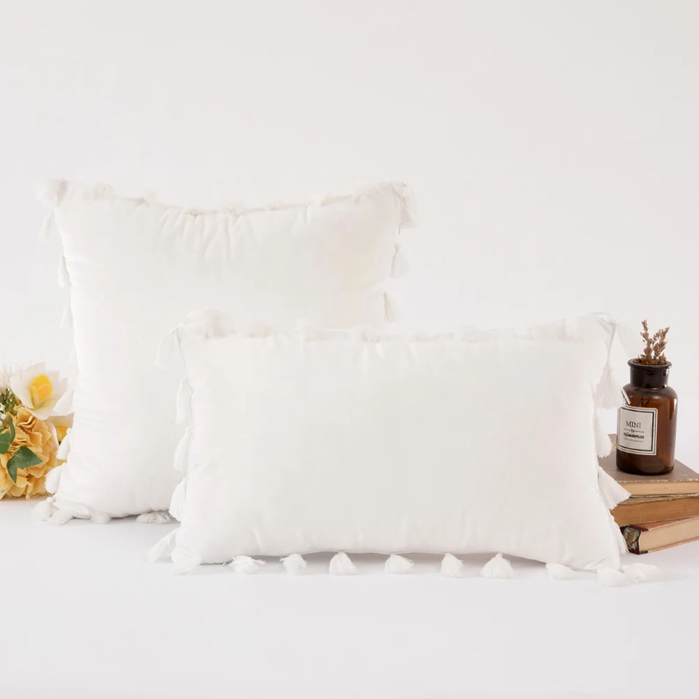 Роскошная Современная бархатная наволочка с кисточками наволочки синие серые