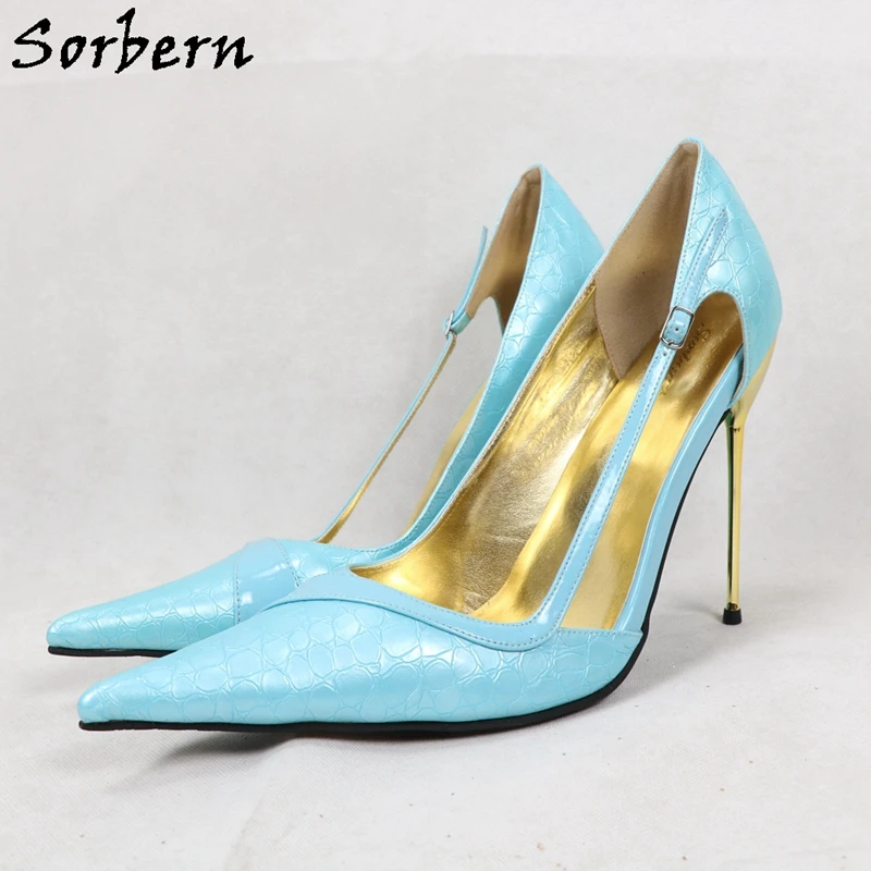 Женские туфли лодочки на высоком каблуке Sorbern черные 14 см с острым носком zapatos mujer