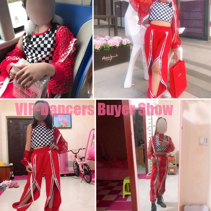 Новый костюм для джазовых танцев уличная одежда девочек красное Сетчатое пальто