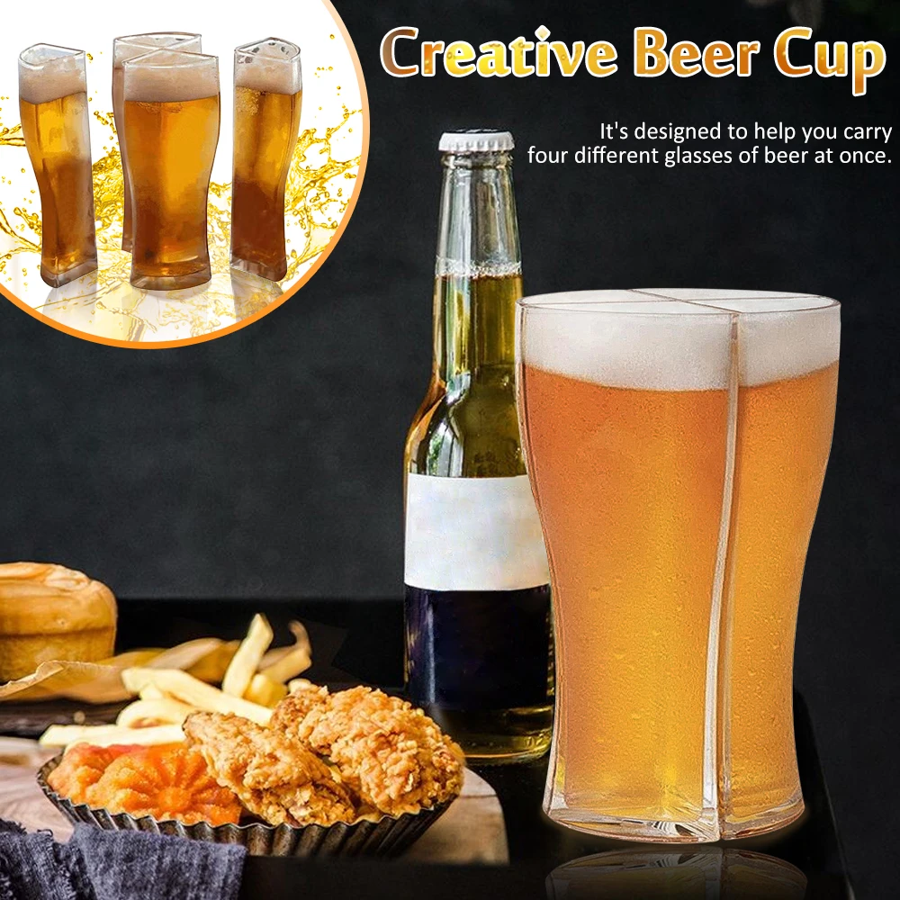 Super Schooner Beer Glasses Mug Cup Separable 4 Part Large Capacity Thick Beer Mug Glass Transparent for Bar Christmas Party