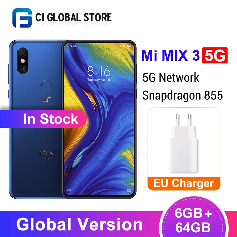 Глобальная версия Xiaomi mi x 3 5G 6GB 64GB Смартфон Snapdragon 855 6 39 &quotслайдер AMOLED экран 24 МП Две