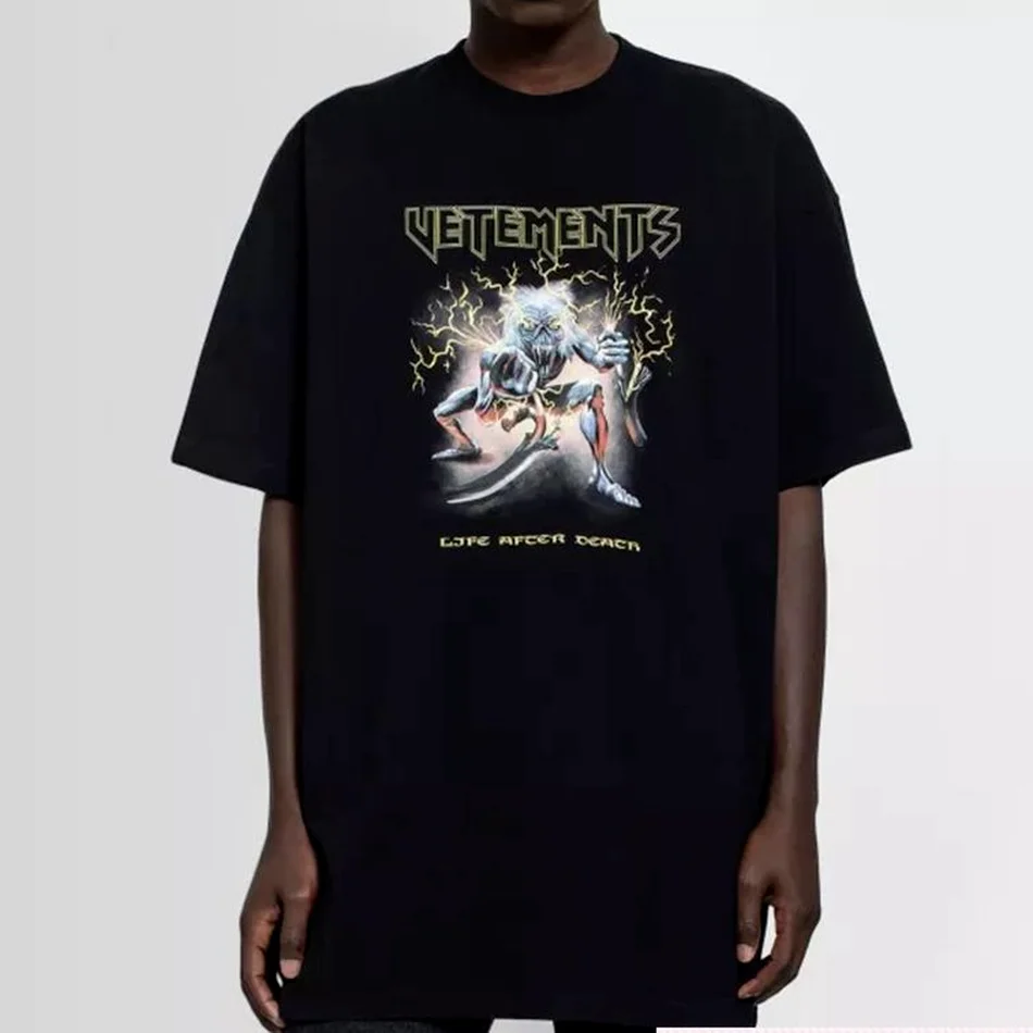 

2021ss High Quality Life After Death Vetements T-shirt Men Women 1:1 Evil Spirit Graphic Print Vetements Thick Fabric VTM shirts