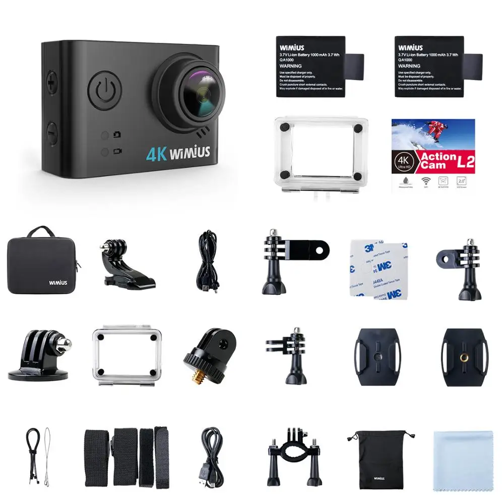 Wimius L2 Спортивная экшн видеокамера s 12MP Водонепроницаемая 4K Ultra HD DV 170D камера wifi на