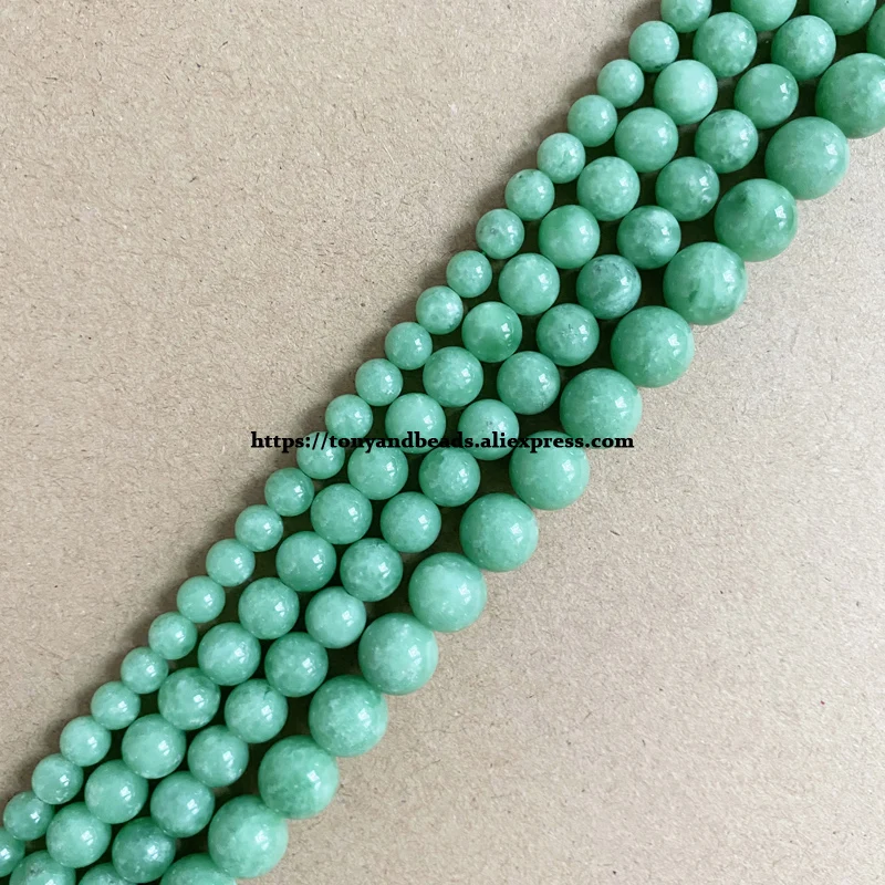 

Genuine Semi-precious Natural Russia Green Angelite Stone Round Loose Beads 15" 6 8 10MM For Jewelry Making DIY