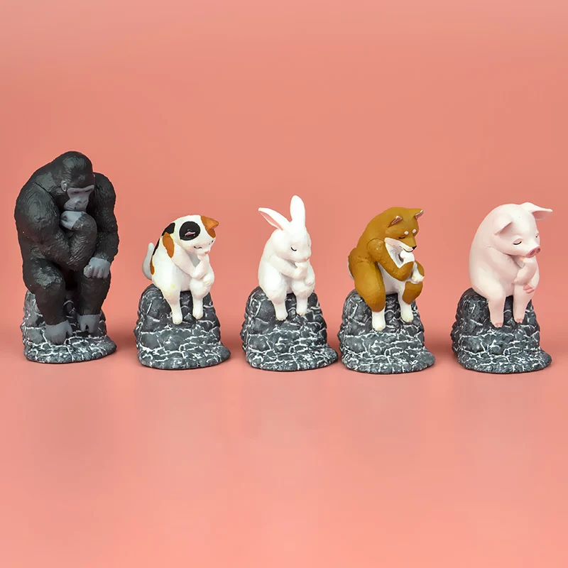 

Japan Genuine gashapon capsule toys funny Le Penseur gorilla King Kong shiba inu neko cat bunny pink pig figures blind box