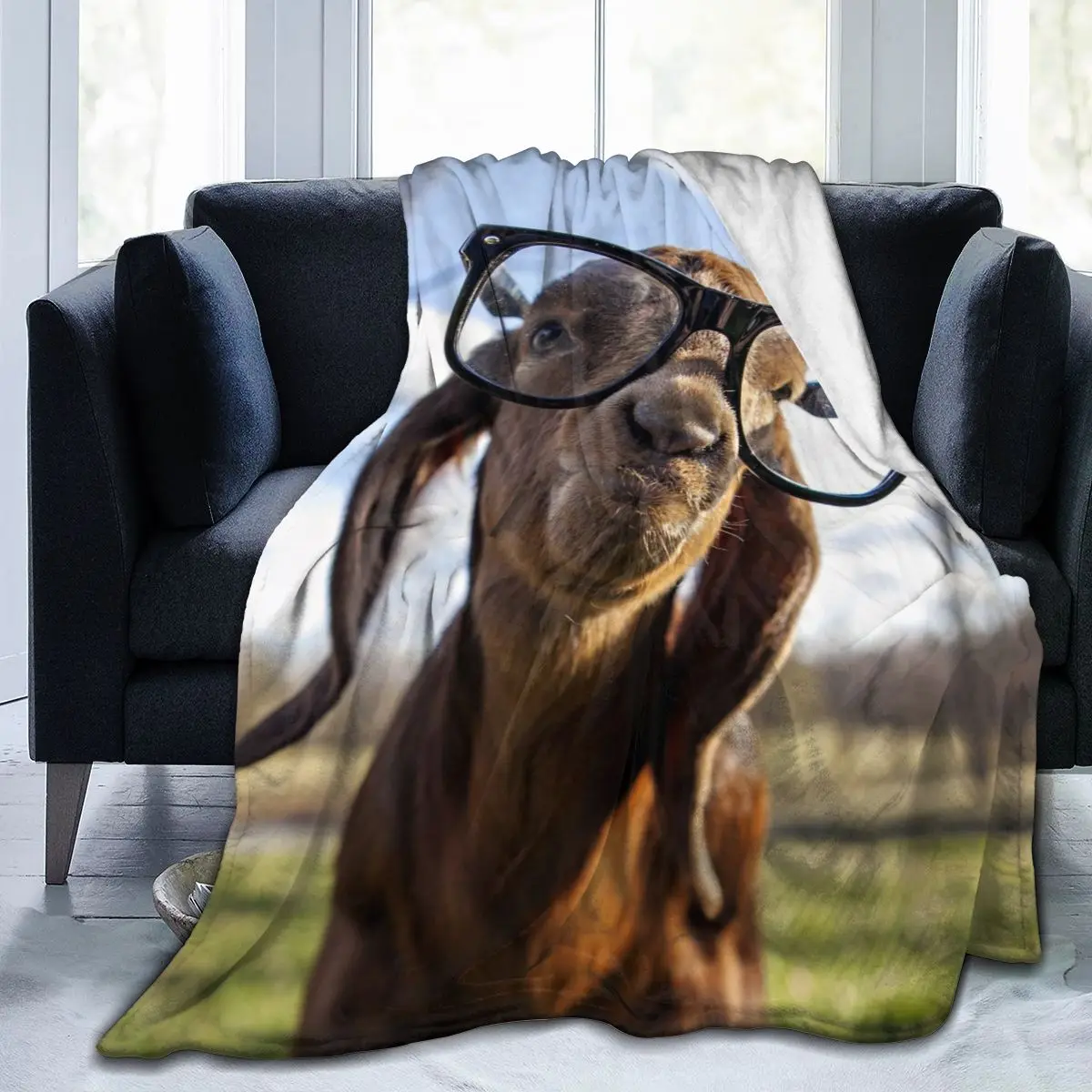 

animal Goat 3D printing printed blanket bedspread blanket retro bedding square picnic wool soft blanket
