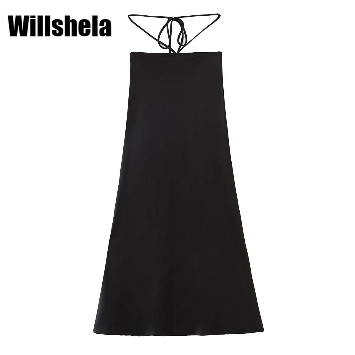 

Willshela Женская модная однотонная бандажная юбка миди винтажная Высокая талия боковая молния шикарная Женская юбка