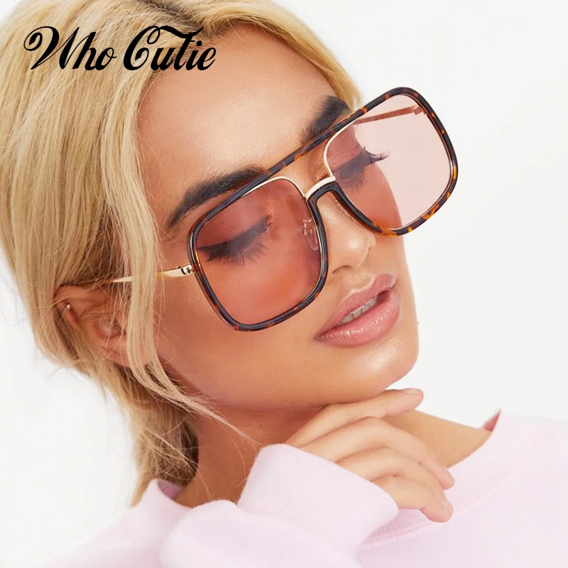 WHO CUTIE 2018 Большие Квадратные Солнцезащитные очки женские брендовые Дизайнерские