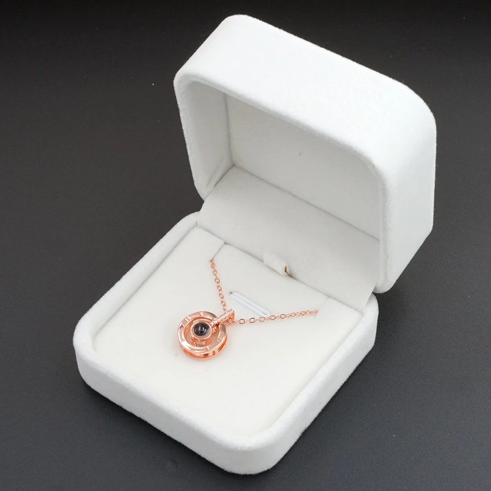 RoseGold Whitebox Дропшиппинг новое розовое золото серебро 100 языков I Love You Проецирование ожерелье воспоминания о романтической любви свадебное ожерелье - Окраска металла: RoseGold Whitebox