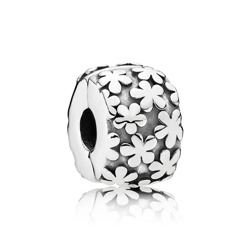 Pandora-Fermoir en argent regardé 925, breloques à clip pavées de CZ, bouchon de perles AndrBeads détruites, convient au bracelet original, clip de bijoux en argent 925