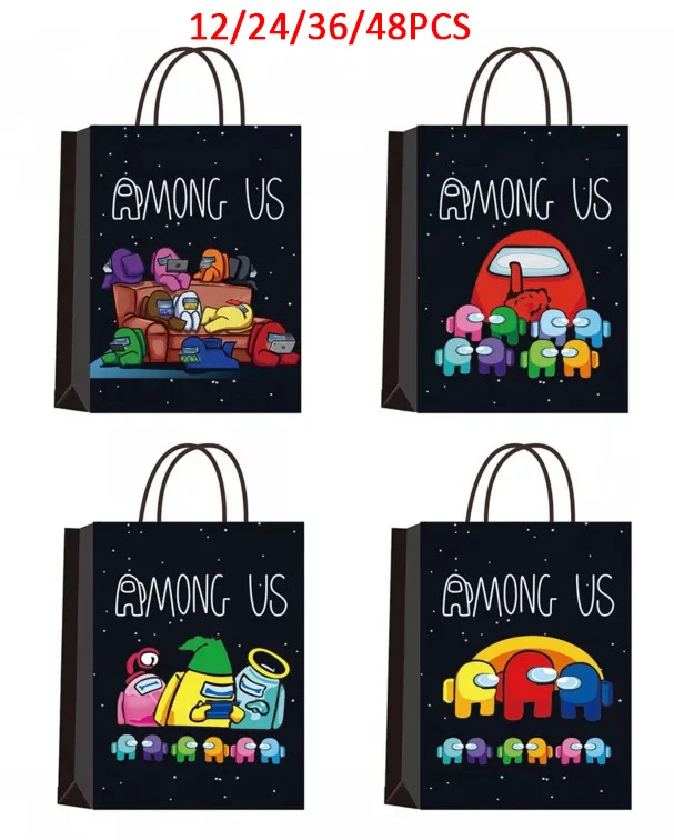

New Trust No One AmongUs Game Theme Birthday Party Gift Boxes Supplies For Kids Favors Among Us Cosplay Paper Gift Bag Decorate