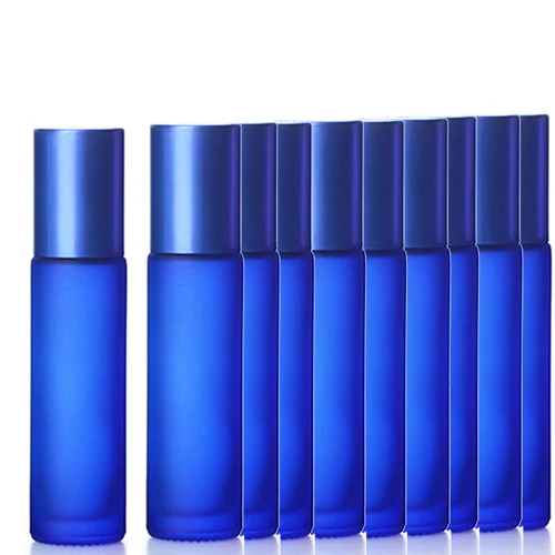 10pcs Dark Blue 1/5/10 шт 10 мл Портативный матовый Стекло ролик эфирное масло в виде флаконов парфюма тумана контейнер для путешествий многоразового использования, роликовый флакон - Цвет: 10pcs Dark Blue