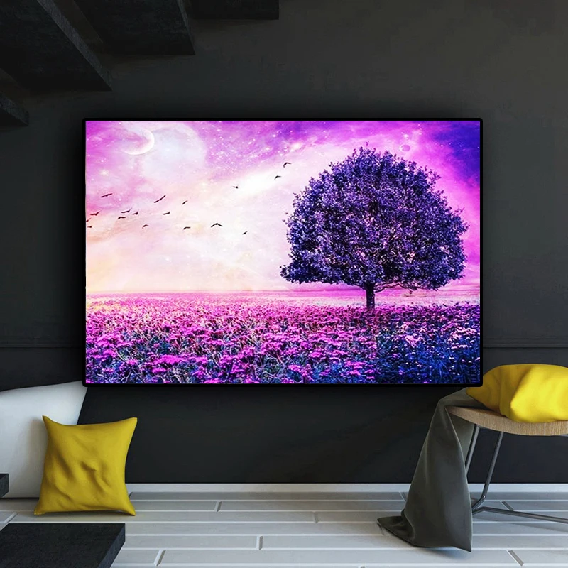Miaodu фиолетовый цветок дерево 5D DIY Алмазная мозаика вышивка крестиком рукоделие