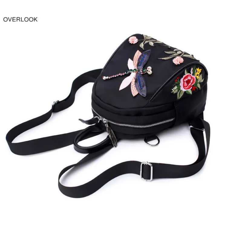 Модный рюкзак с 3D стрекозой Женская винтажная маленькая сумка цветами