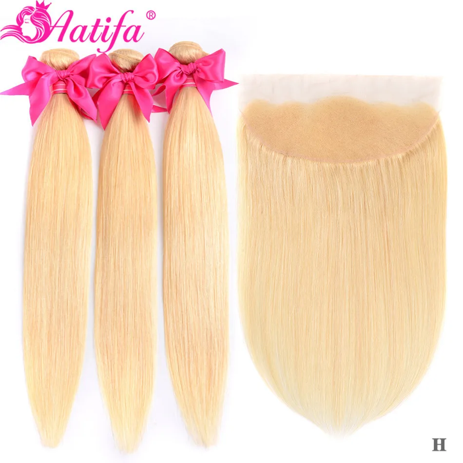 613 Remy блонд кружевной фронтальный с пучками бразильские прямые пучки волос