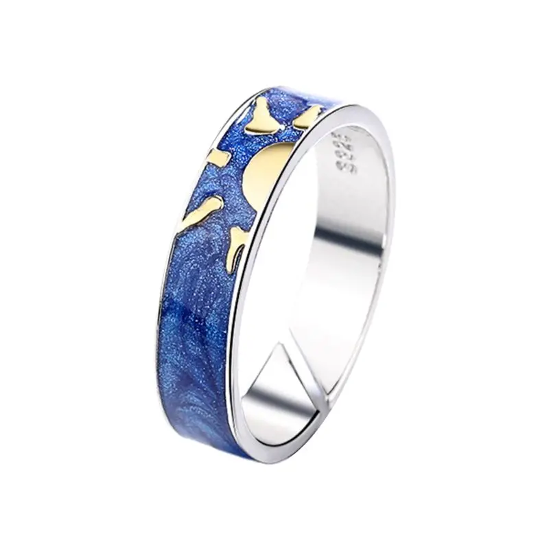 

Y166 Sun Moon Couple Ring Fashion Personality Painting Opening Adjustable Rings