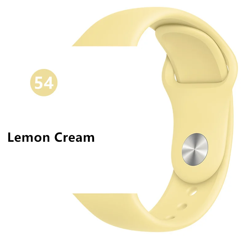 Lemon Cream Силиконовый ремешок для apple watch 4 5 44 мм/40 мм спортивный ремешки для apple watch 3 42 мм/38 мм резиновый ремень браслет ремешок для часов apple watch Band Мягкий красочный ремешок iwatch series 4 3 2 1 - Цвет ремешка: Lemon Cream