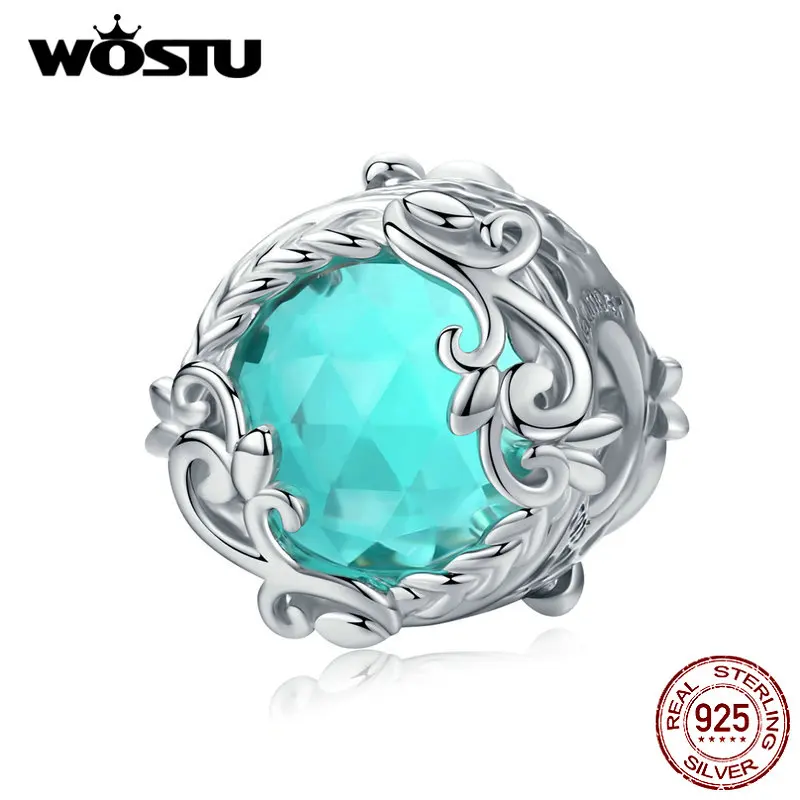 WOSTU Настоящее серебро 925 пробы цветок лампворк Бусины круглые хрустальные