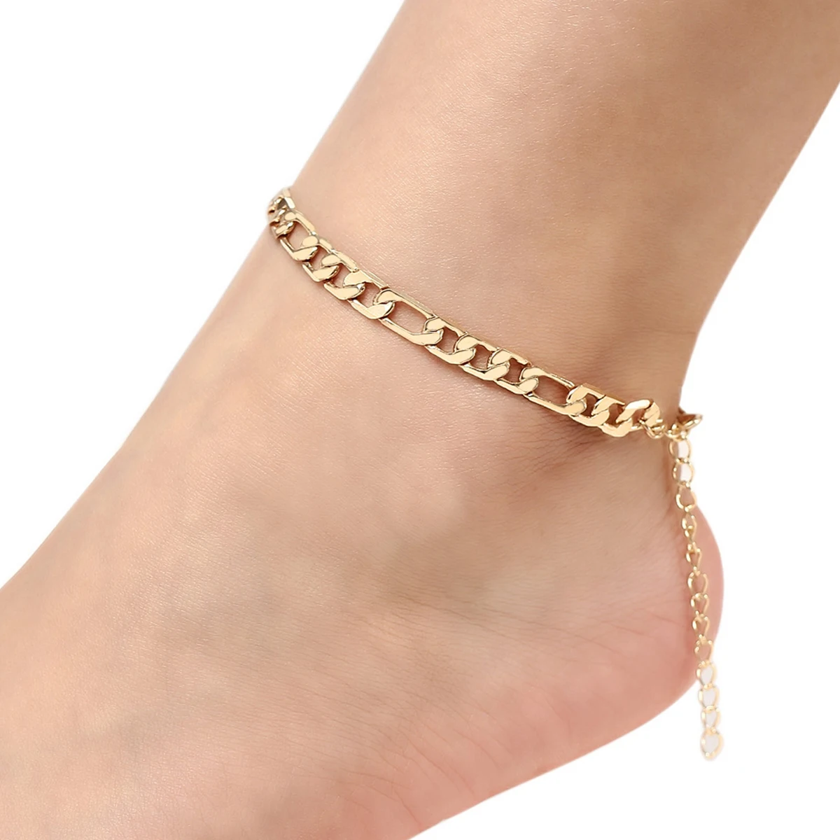 

1 Piece 2022 Golden Vintage Fashion Anklet Gold Plated Female Handmade Chain Beach Foot Jewelry Leg Chain Accessories 22cm long