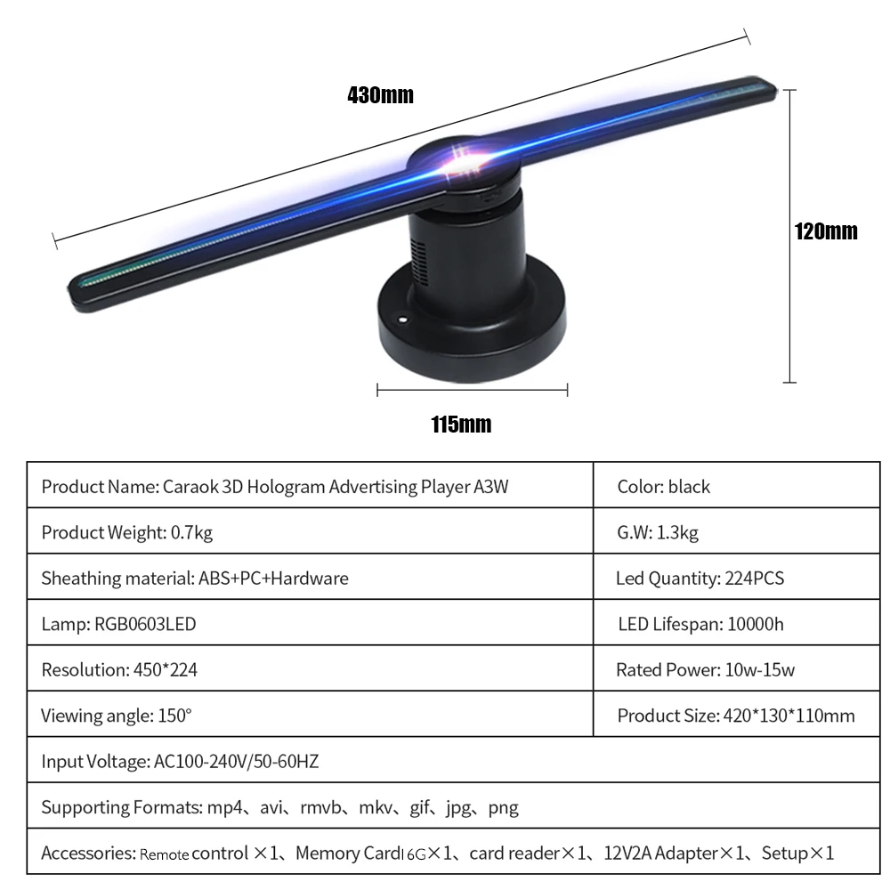 3D голографический дисплей светодиодный вентилятор рекламная машина стерео