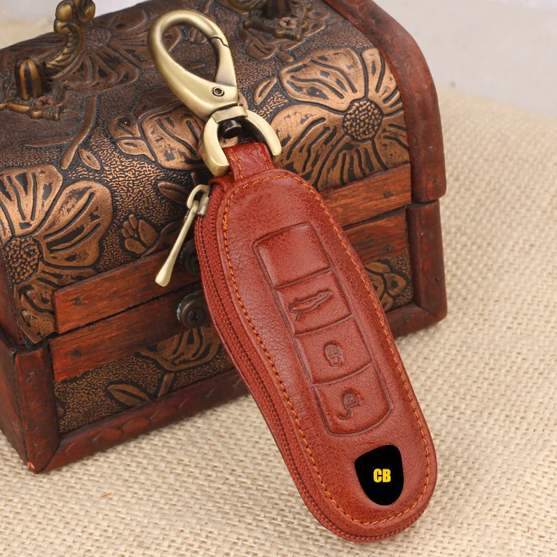 

New Style Genuine Leather Case Cover for Porsche Panamera 911 Smart Car Accessories Key Holder Keychain Bag
