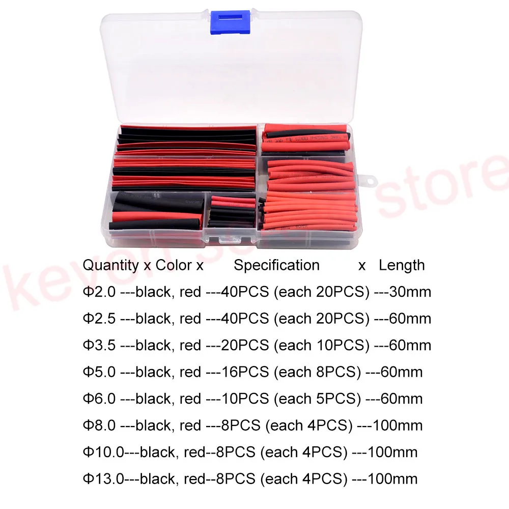 150 шт. 2:1 ассортимент термоусадочных трубок трубки для автомобильного кабеля