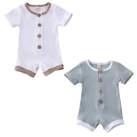 baby boys girls clothing newborn infant baby boys girls ribbed button short sleeve o neck rompers jumpsuits cotton outfit 0 18m