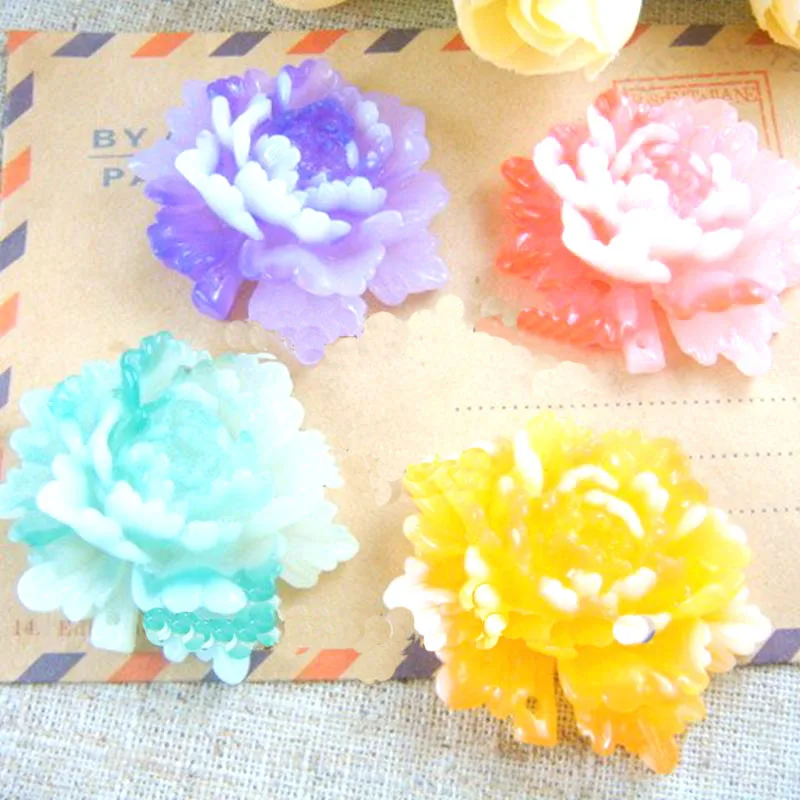 

37mm 4 color optional Resin Flower Cabochon Flat back Jewelry Accessorie by 8PCS/LOT 009005036