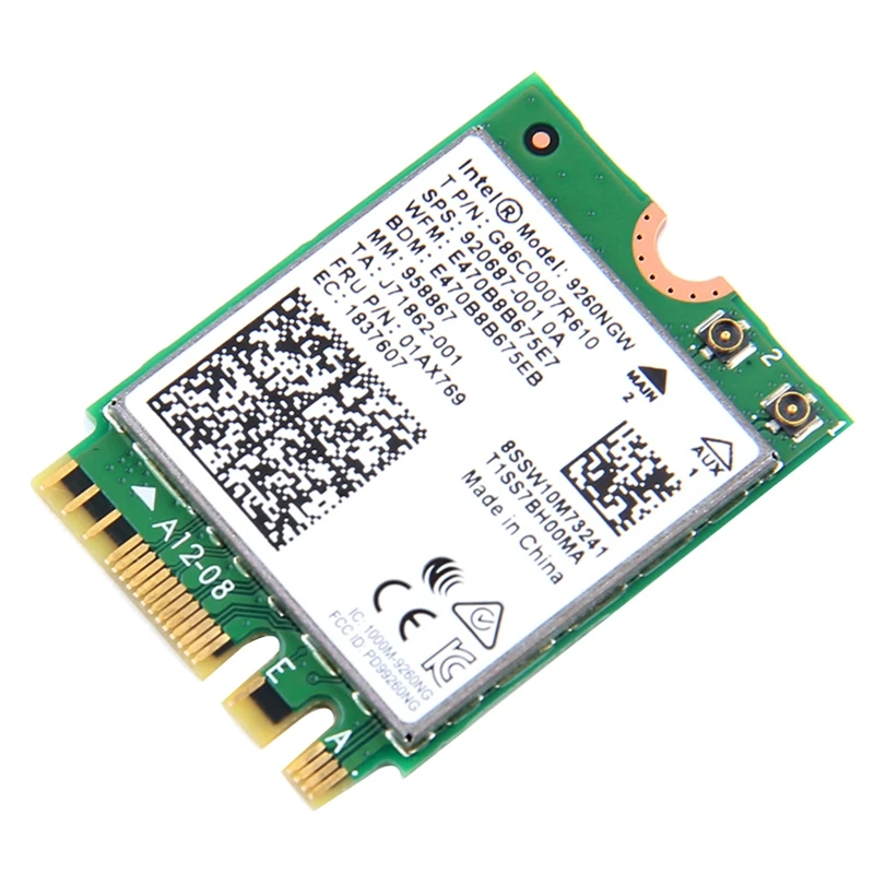 

Dual Band Wireless-AC 9260 for 9260NGW NGFF 802.11Ac MU-MIMO 1730Mbps 1.73Gbps WiFi + Bluetooth 5.0 Card Fit Windows 10