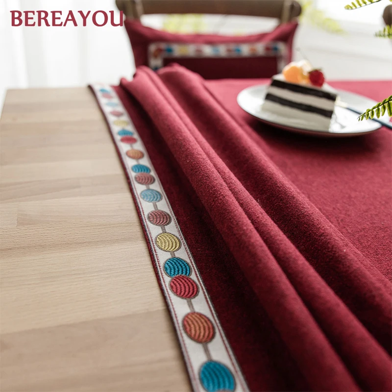 Винтажная скатерть льняная водонепроницаемая красная для свадьбы вечеринки