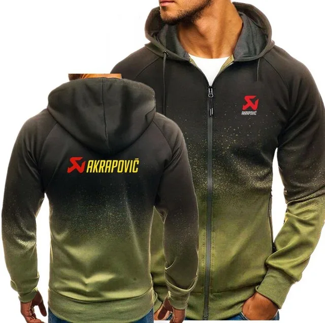 Весенние повседневные мужские толстовки AKRAPOVIC с наклейкой на молнии модные