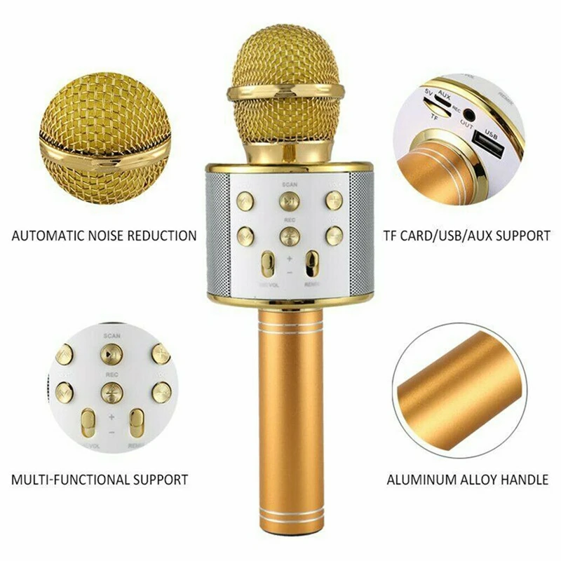 Портативный Bluetooth беспроводной микрофон караоке телефон плеер динамик Запись