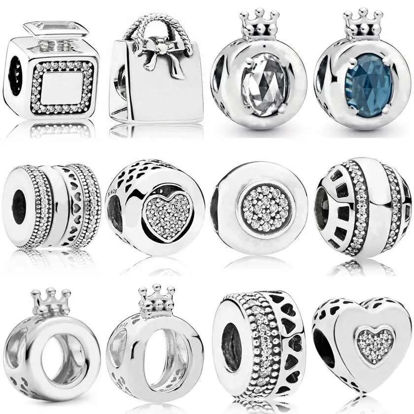 

Fashion Spinning Hearts Signature Scent Shopping Handbag Logo Ball Charm 925 Sterling Silver Beads Fit Bracelet DIY Jewelry