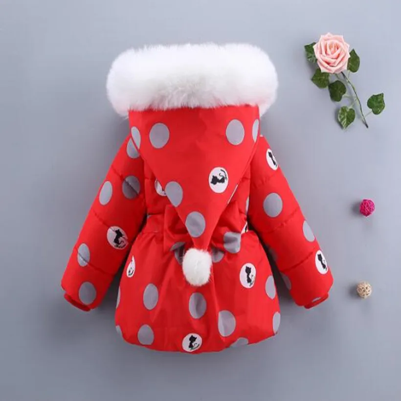 Куртка с капюшоном для девочек зимняя теплая искусственным мехом |