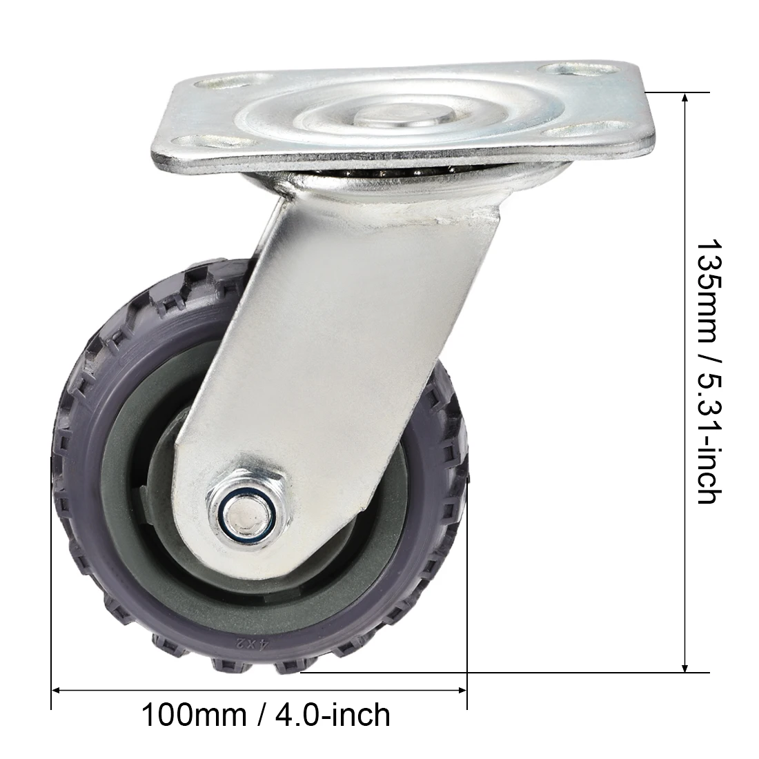 

uxcell Swivel Caster Wheels 4" PVC with 360 Degree Top Plate 352LBS Capacity for Furniture Carts Workbench, Gray