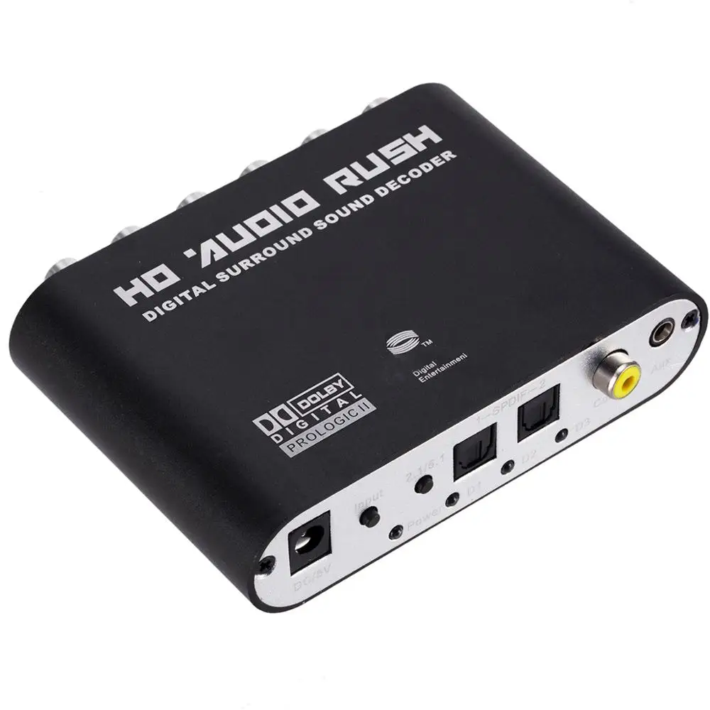 Digital to Analog 5.1 channel Stereo AC3 Audio Converter Optical SPDIF Coaxial AUX 6 RCA Sound Decoder Amplifier | Электроника