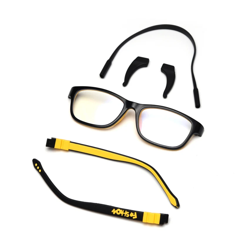 black yellow Peekaboo силиконовые детские очки Оптические сверхлегкие Детские аксессуары для мальчиков желтые синие очки для девочек Квадратные прозрачные линзы - Цвет оправы: black yellow