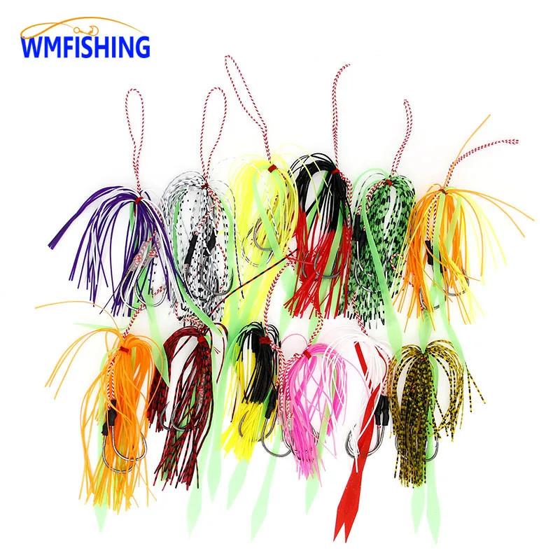 

12Pair/Lot Assist Hook Inchiku Tai Kabura Silicone Skirt Jigging Hook Sea Fishing Hook Jig Head Fishing Hook Super Strong Peche