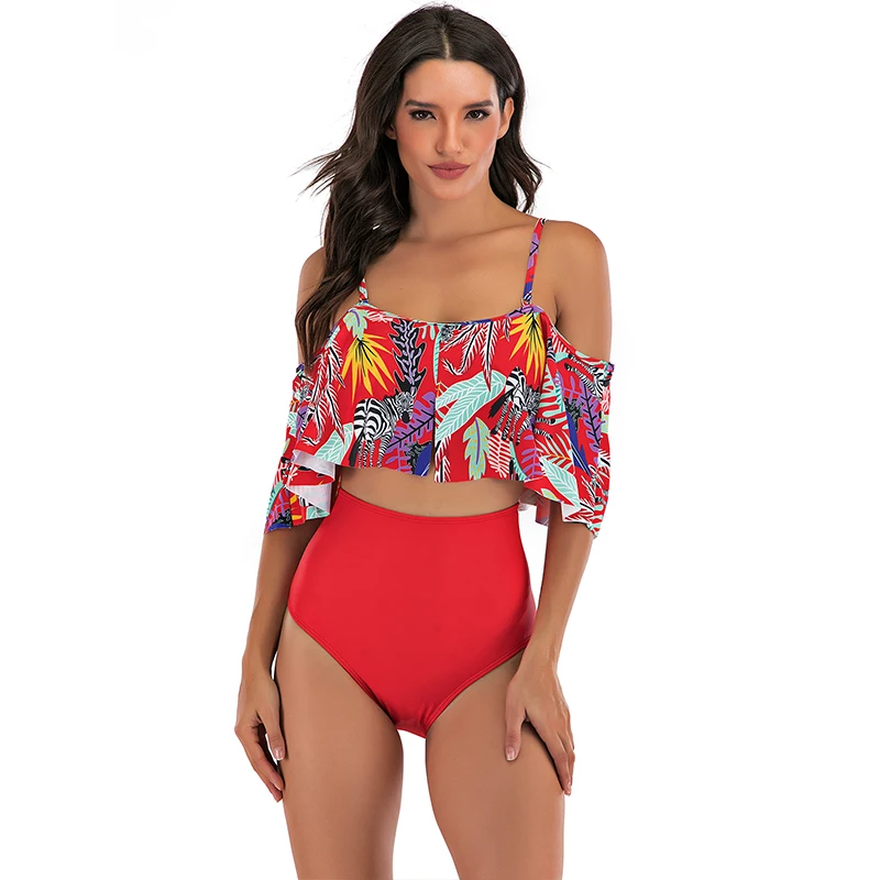 

Swimwear Women Bikini 2021 Mujer High Waist Swimsuits Ruffles Bikinis Swimming Suit for Womens Push Up Bathing Suits Biquini