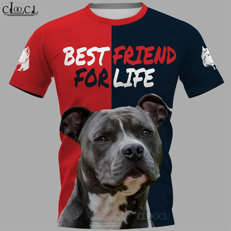 

CLOOCL Amstaff Best Friend for Life Printed T-Shirt Men Women Streetwear Pet Dog 3D Pullover Casual Short Sleeve Tee Tops