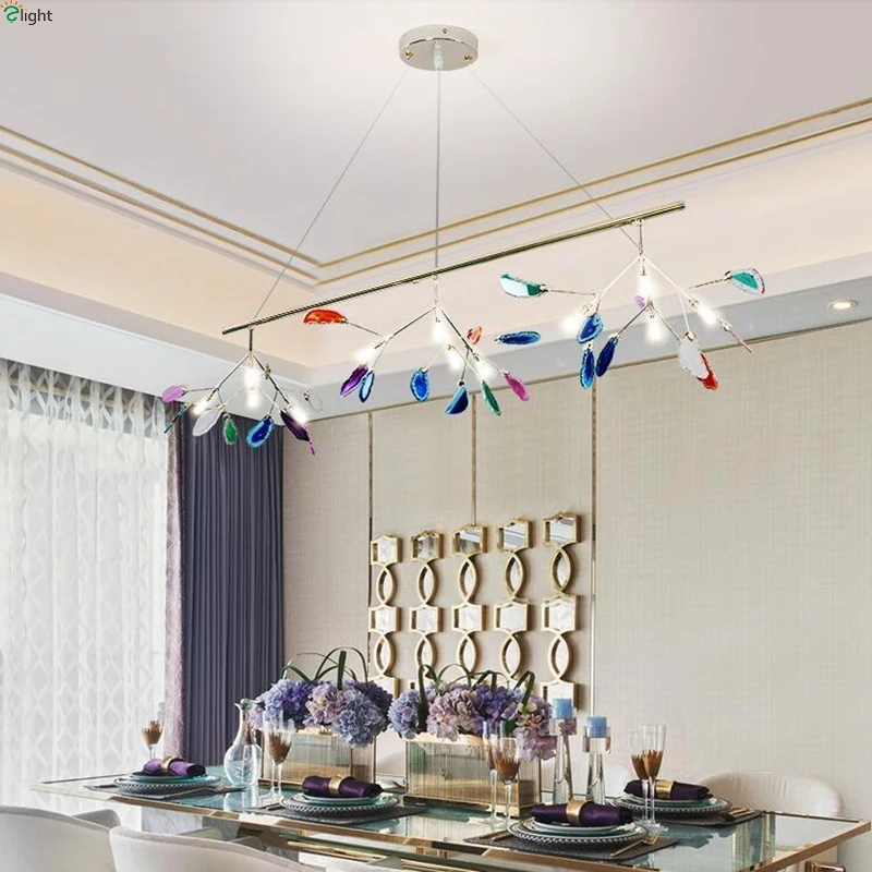 Современные светодиодные люстры из агата потолочные светильники золотого цвета