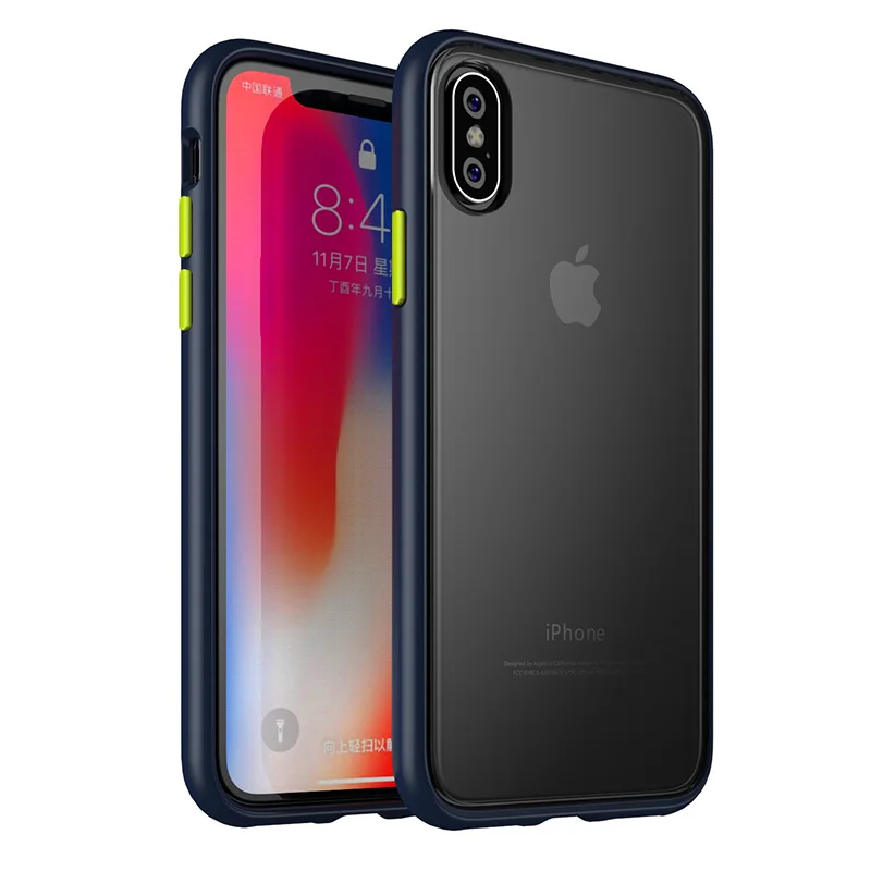 Для iPhone XS XR чехол Magic Shadow IPAKY XS MAX чехол с цветными кнопками TPU PC Гибридный противоударный чехол для iPhone 8 7 6 6s Plus чехол - Цвет: Blue Colored