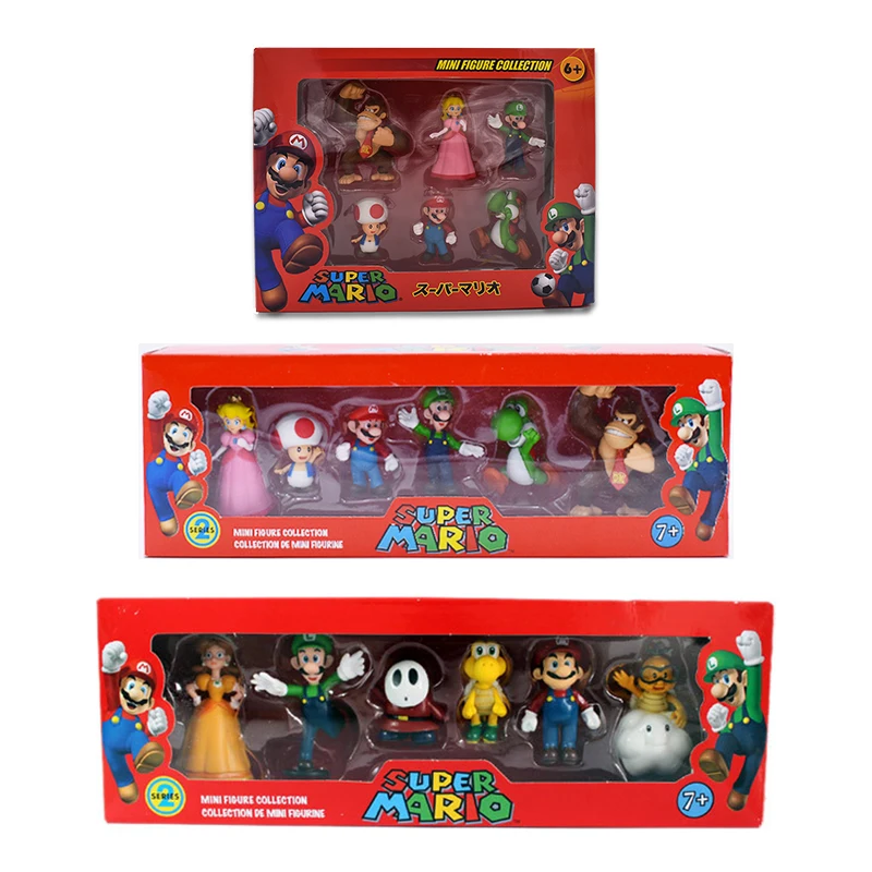 6 шт./компл. 3 7 см Super Mario Bros ПВХ Фигурки игрушки куклы Марио Луиджи Йоши гриб Донки
